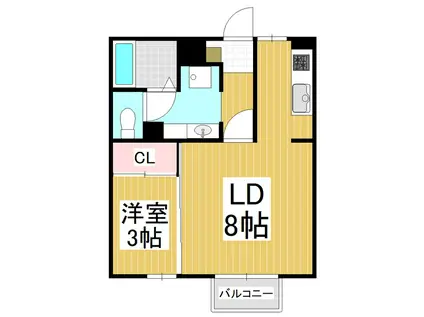 幸ー歩1024 C(1LDK/1階)の間取り写真