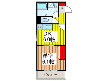 イージスワン(1DK/2階)の間取り写真