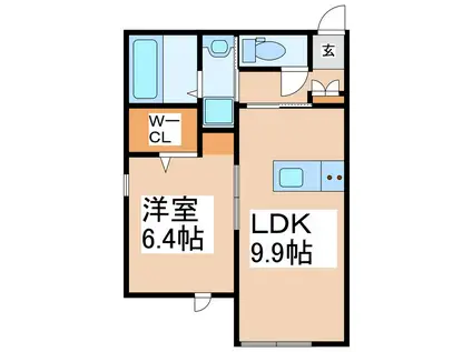 THE OASIS(1LDK/1階)の間取り写真