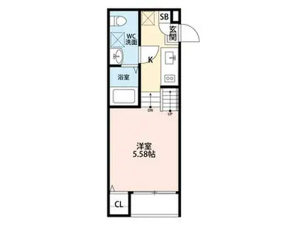 セレーナ仙台ドゥーエ(1K/1階)の間取り写真