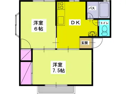 サンヒルズA(2DK/1階)の間取り写真