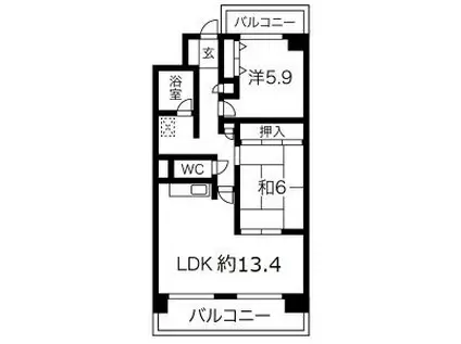 アビタ山本放出東(2LDK/8階)の間取り写真