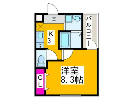 フジパレス長居VI番館(1K/3階)の間取り写真