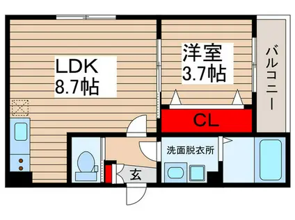 AJ南柏サウスIII(1LDK/1階)の間取り写真
