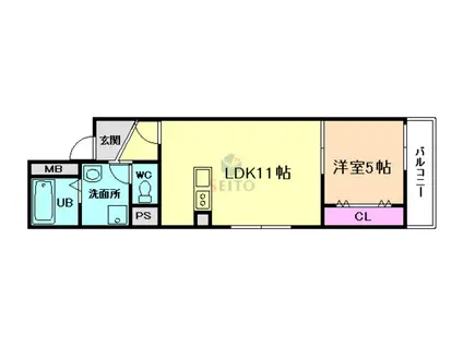 HERBE豊中曽根(1LDK/2階)の間取り写真