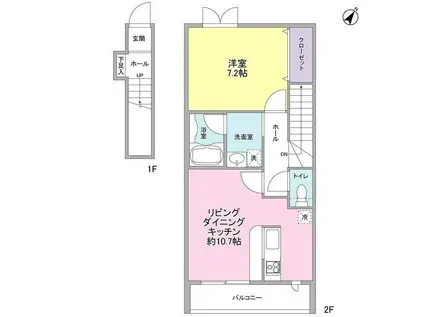 フォールブランシェ用賀(1LDK/2階)の間取り写真