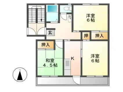 射場コーポD(3K/4階)の間取り写真