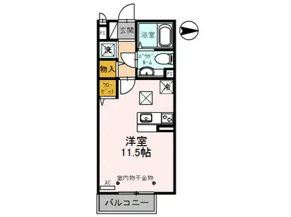 セジュールアニバーサリー(ワンルーム/1階)の間取り写真