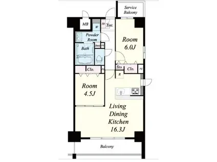 F TAMATSUKURI(2LDK/10階)の間取り写真