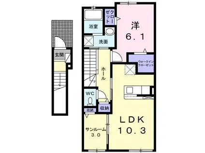 フラン ブリーズ I(1LDK/2階)の間取り写真