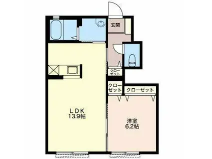 メゾン・ハナノキB棟(1LDK/1階)の間取り写真