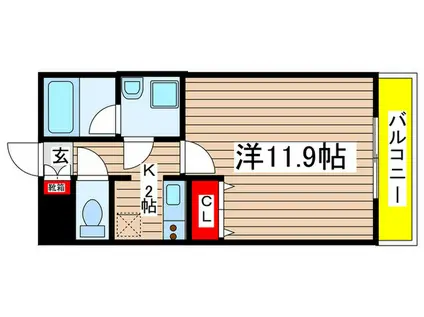 エルム桜山(1K/2階)の間取り写真