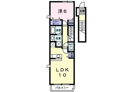 パストラーレ道後A(1LDK/2階)の間取り写真