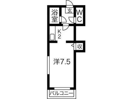 メゾンにれの樹(1K/3階)の間取り写真