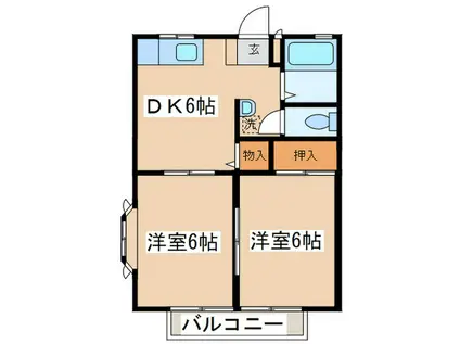 プチパレ北鎌倉(2DK/2階)の間取り写真