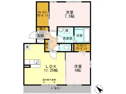 シティーコート色子(2LDK/2階)の間取り写真