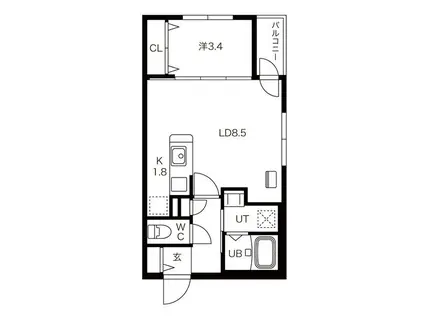 GARE H6(1LDK/4階)の間取り写真