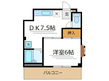 プラザイイズカ(1DK/1階)の間取り写真