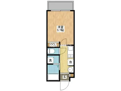 デ・クメール田中町(1K/1階)の間取り写真