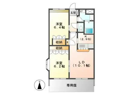 グレース・ガーデン(2LDK/1階)の間取り写真