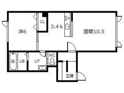 グロリア(1LDK/2階)の間取り写真