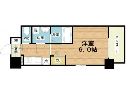 エスリード弁天町クレール(1K/8階)の間取り写真