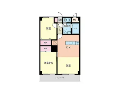 ボヌール(2LDK/1階)の間取り写真