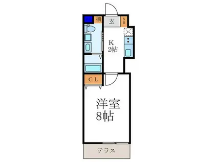 グラヴィス御所西(1K/1階)の間取り写真