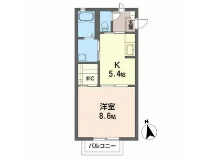 ヴェルトール白山(1DK/2階)の間取り写真