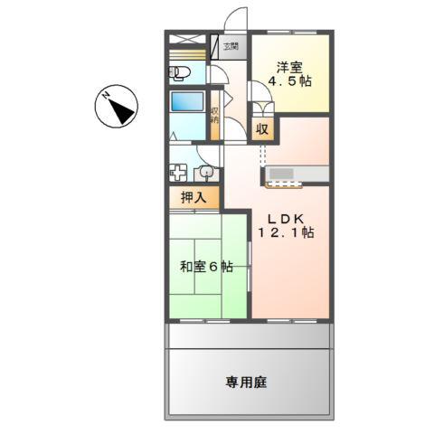 ミレニアムダイトク(2LDK/1階)の間取り写真