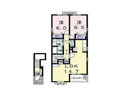 プレシュ鎌倉(2LDK/2階)の間取り写真