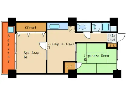 マンション5(2DK/3階)の間取り写真
