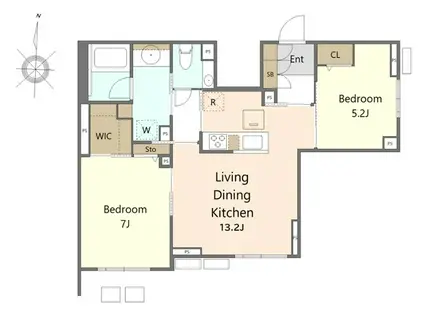 セントリビエ(2LDK/1階)の間取り写真