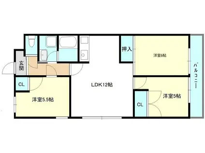 ヴィラ・プリマベーラ(2LDK/3階)の間取り写真