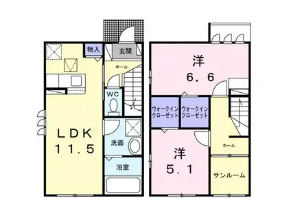 カーサ・グレイス(2LDK/1階)の間取り写真