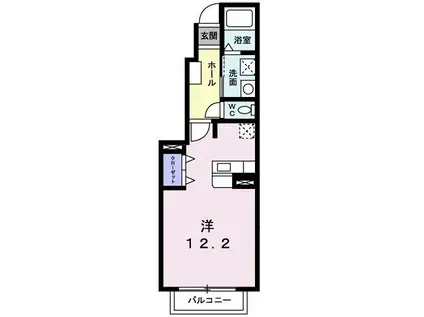 ユートピアB棟(ワンルーム/1階)の間取り写真
