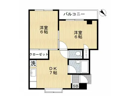 ロワール一之江(2DK/3階)の間取り写真