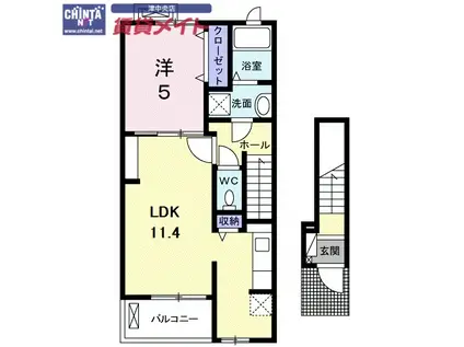 プランドール(1LDK/2階)の間取り写真