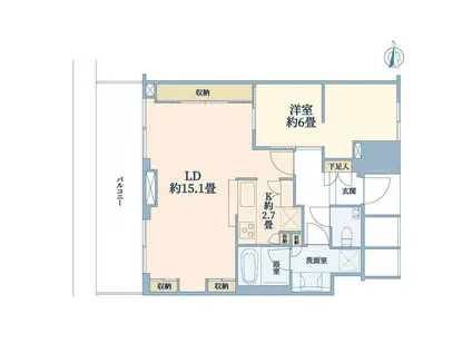 エクラスタワー武蔵小杉(1LDK/35階)の間取り写真