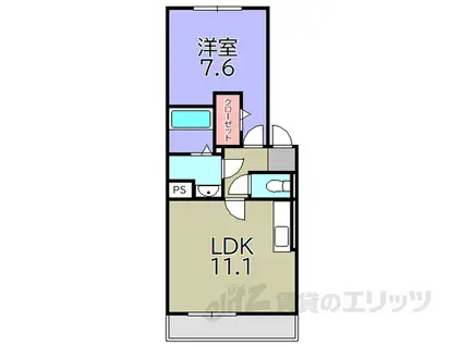 アイル東近江(1LDK/1階)の間取り写真