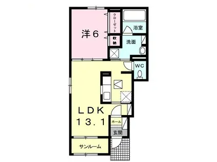 ファミーユ・リアン(1LDK/1階)の間取り写真