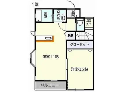 文水壱番館(1LDK/1階)の間取り写真