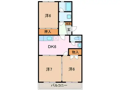 ドミール和田(3DK/3階)の間取り写真