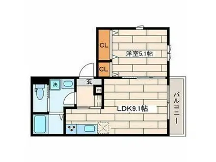 メゾンドサンテ(1LDK/2階)の間取り写真