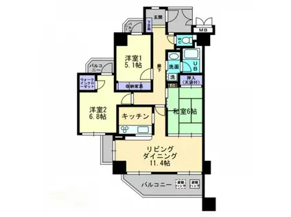 アルファガーデン錦町II(3LDK/7階)の間取り写真