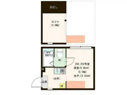 オーサムソフィア(ワンルーム/2階)の間取り写真