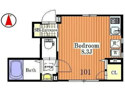 アセーボ門前仲町(ワンルーム/1階)の間取り写真