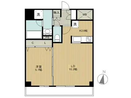BUENA米山3丁目(1LDK/3階)の間取り写真