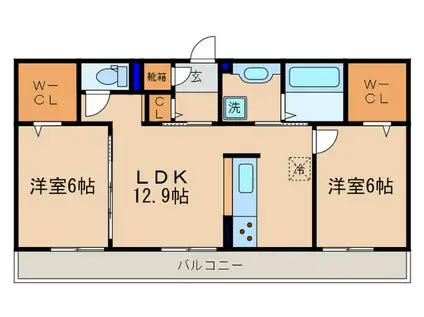 シルトクレーテ A棟(2LDK/2階)の間取り写真