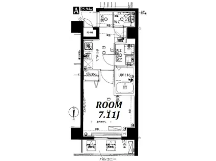 ライジングプレイス両国三番館(1K/2階)の間取り写真